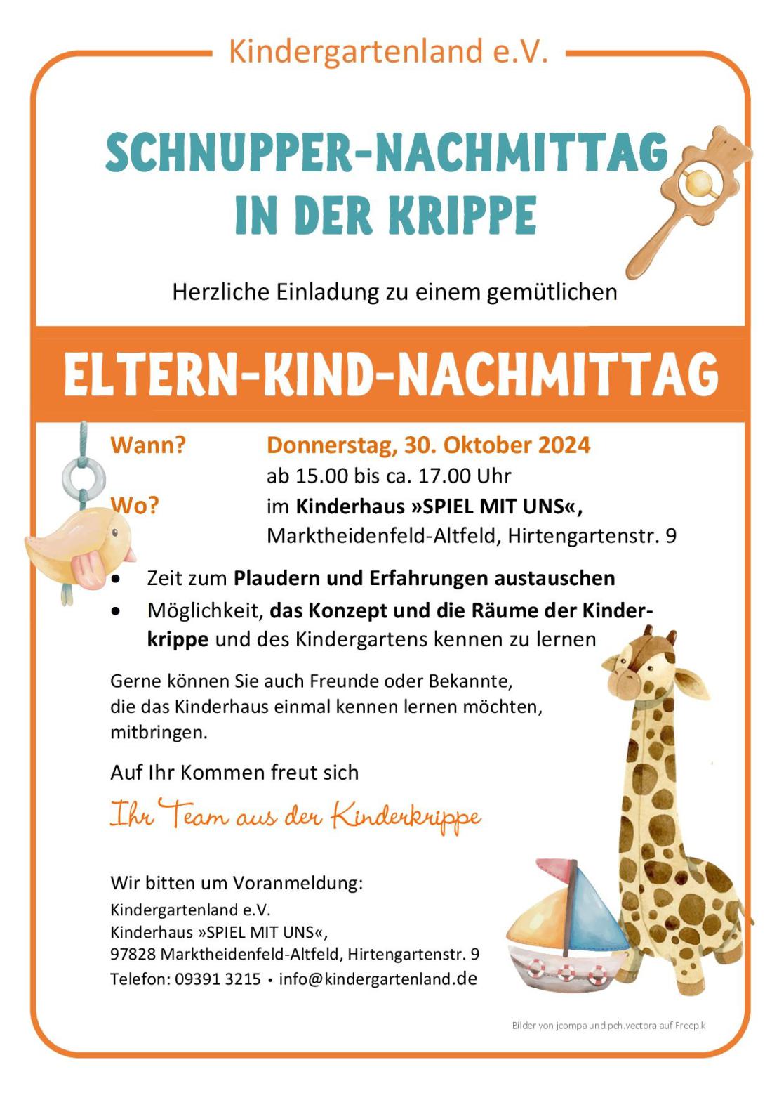 Schnuppernachmittag in der Kinderkrippe Kinderhaus Spiel mit uns, Kindergartenland e.V.