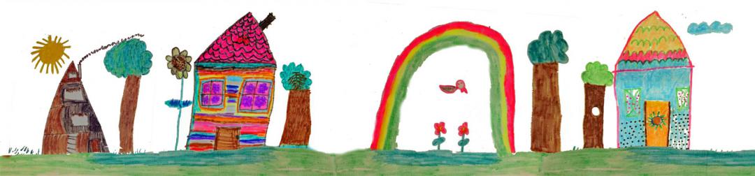 Kinderhaus SPIEL MIT UNS mit Garten und Vorschule, gemalt von Kinderhand
